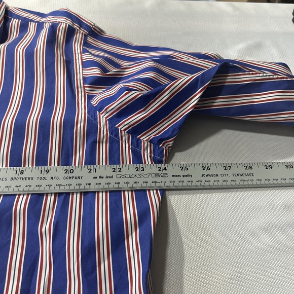 Polo Ralph Lauren Shirt Men Sz 16.5- L Regent Classic Fit Blue Red White Stripe - Picture 4 of 9